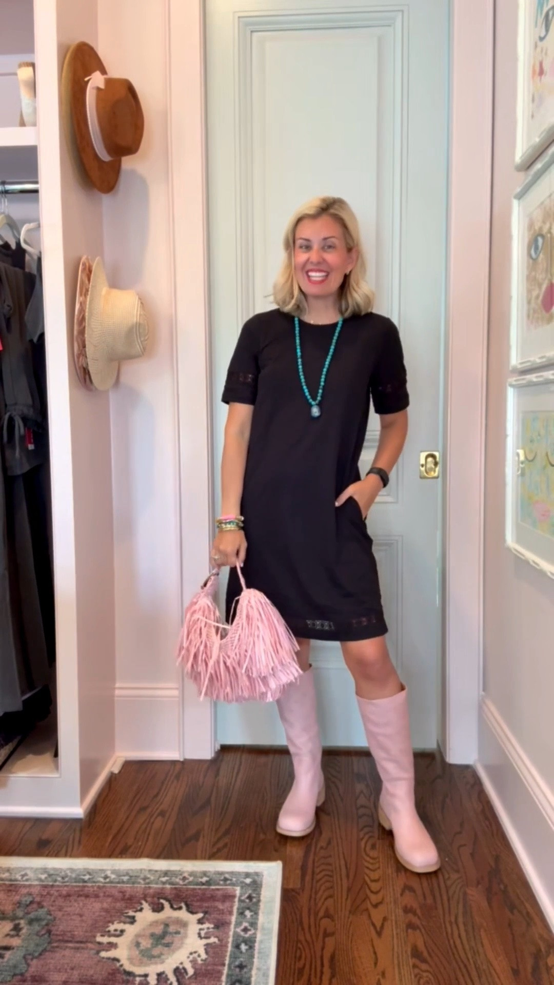 Dress on sale!! I wish yall could see the details of this new dress in person and these boots!!! I’m in size 4 dress & 8 boots. 

Codes:
Boden - WXNW 
Allie + Bess - Catherine20

#LTKdayinmylife #LTKOver40 #LTKSeasonal
