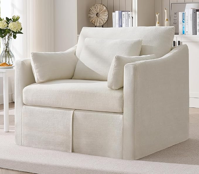 ONBRILL Oversized Accent Chair, 42 Inch Wide Slipcovered Sofa Chair with 3 Throw Pillows, Comfy R... | Amazon (US)