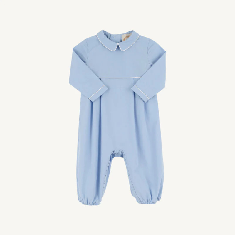 Long Sleeve Bradford Romper - Beale Street Blue with Worth Avenue Whit | The Beaufort Bonnet Company