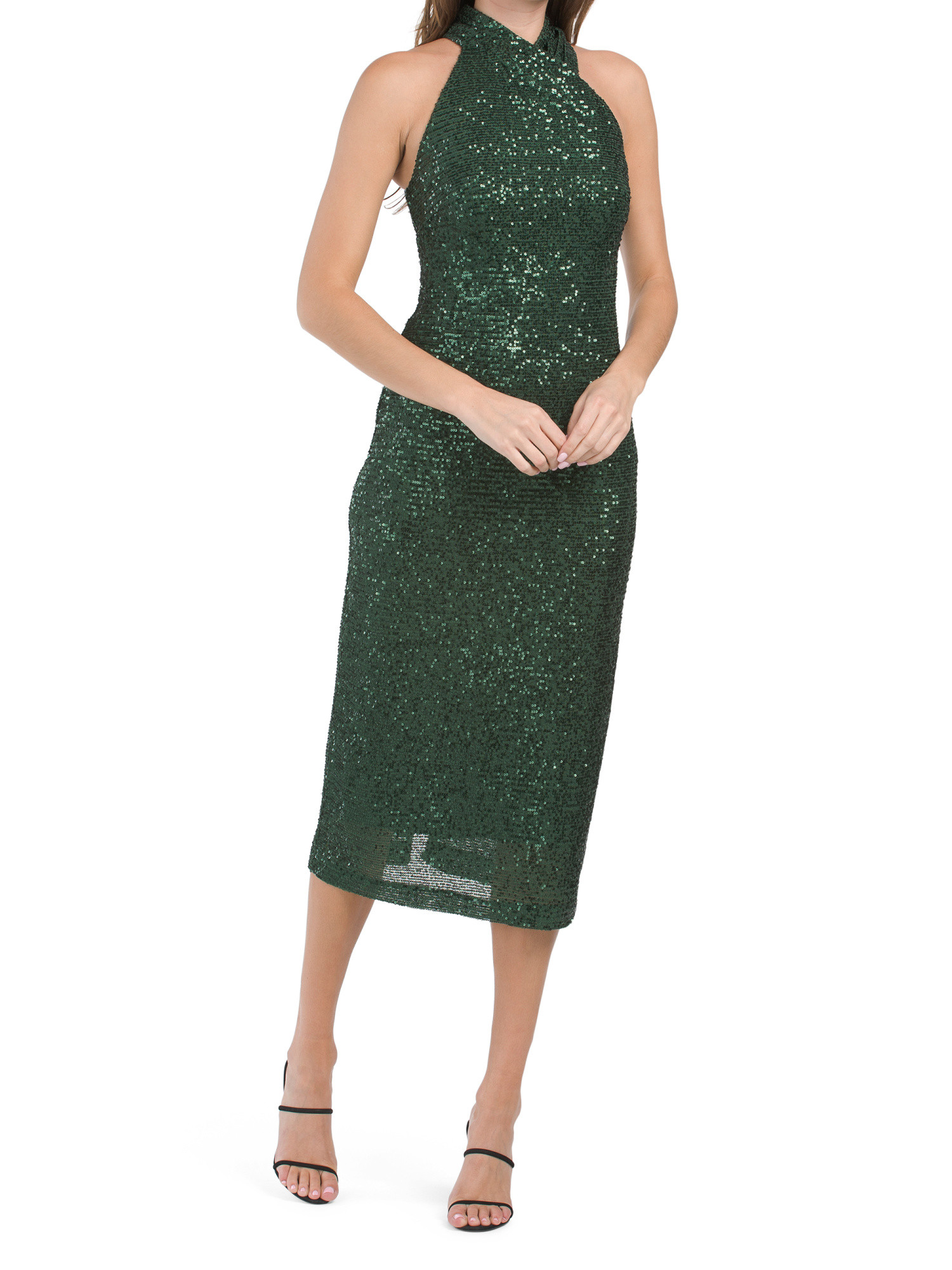 Harland Twist Halter Neck Sequin Dress | TJ Maxx