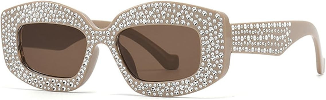 willochra fashion crystal Irregular Y2K sunglasses for women square elegant sun glasses shiny rhi... | Amazon (US)
