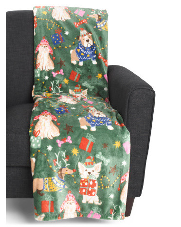 Christmas Dogs Cozy Plush Throw | TJ Maxx