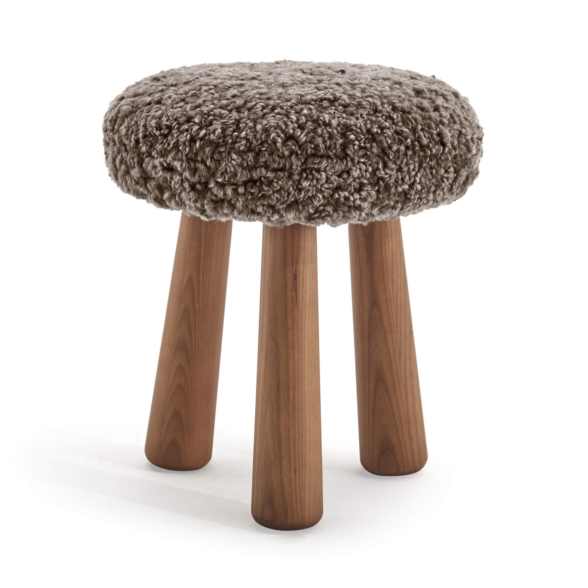 Kiko Modern Sheepskin Upholstered Wood Stool | Eternity Modern