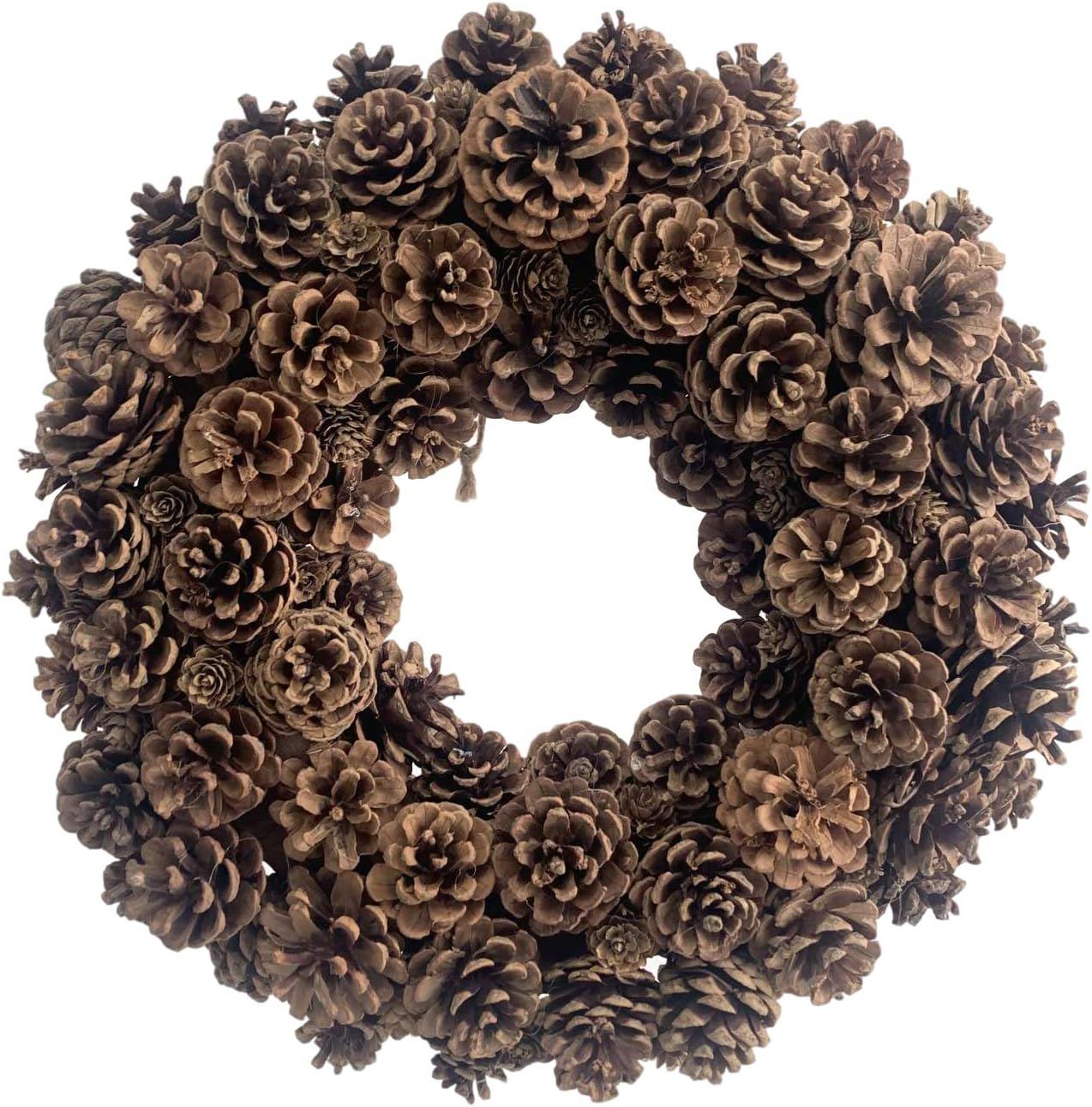 20 Inch Fall Front Door Wreath Natural Pinecone Wreath Polyfoam Base Flower Farmhouse Grapevine W... | Amazon (US)