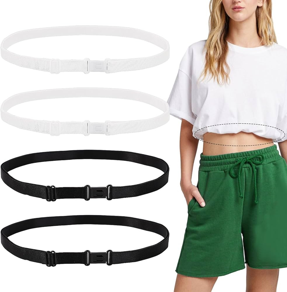 4pcs Adjustable Crop Shirt Tuck Band, Shirt Cropping Band Shirt Tuck Band Elastic Crop Top Band f... | Amazon (US)