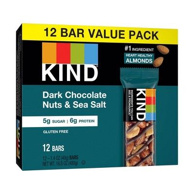 Kind Dark Chocolate Nuts & Sea Salt Nutrition Bars 12ct / 1.4oz | Target