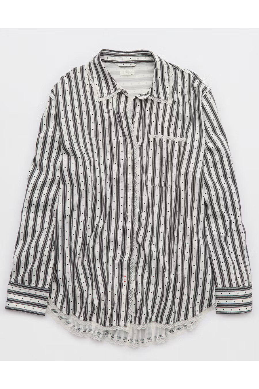 Aerie Flannel Pajama Shirt Women's Shell Gray M | Aerie