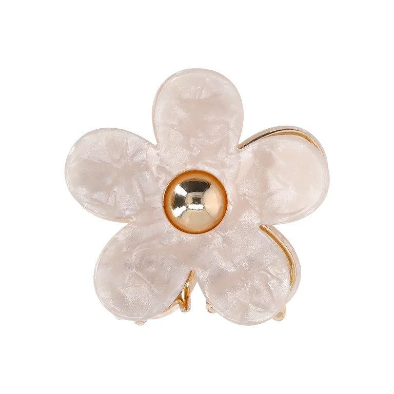 No Boundaries Flower Hair Claw Clip, Ivory/Goldtone, Women's | Walmart (US)