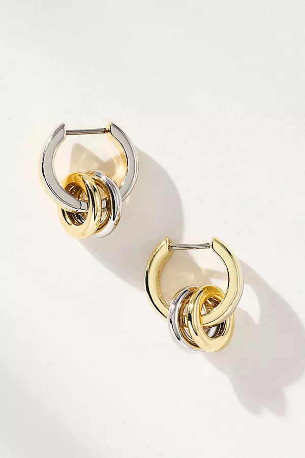 Asher Drop Mixed Metal Huggie Hoop Earrings | Anthropologie (US)