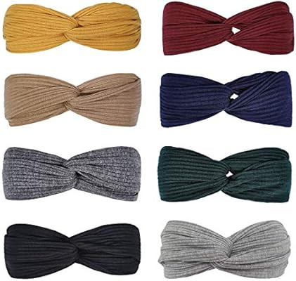 Huachi Headbands for Women Knotted Boho Stretchy Hair Bands for Girls Criss Cross Turban Plain He... | Amazon (US)