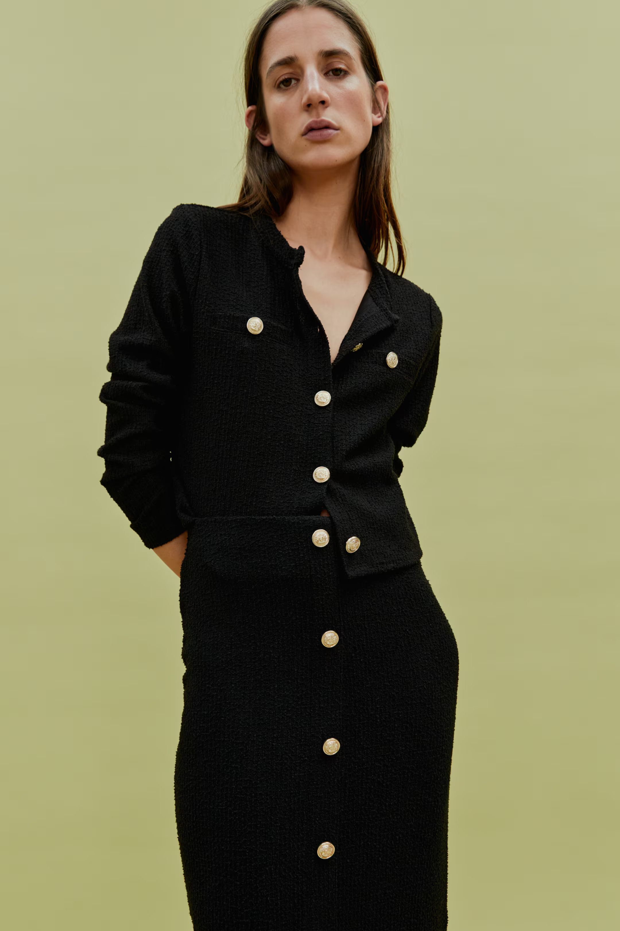 Cárdigan con textura - Cuello redondo - Manga larga - Negro - MUJER | H&M ES | H&M (FR, IT, ES, PT, BE)