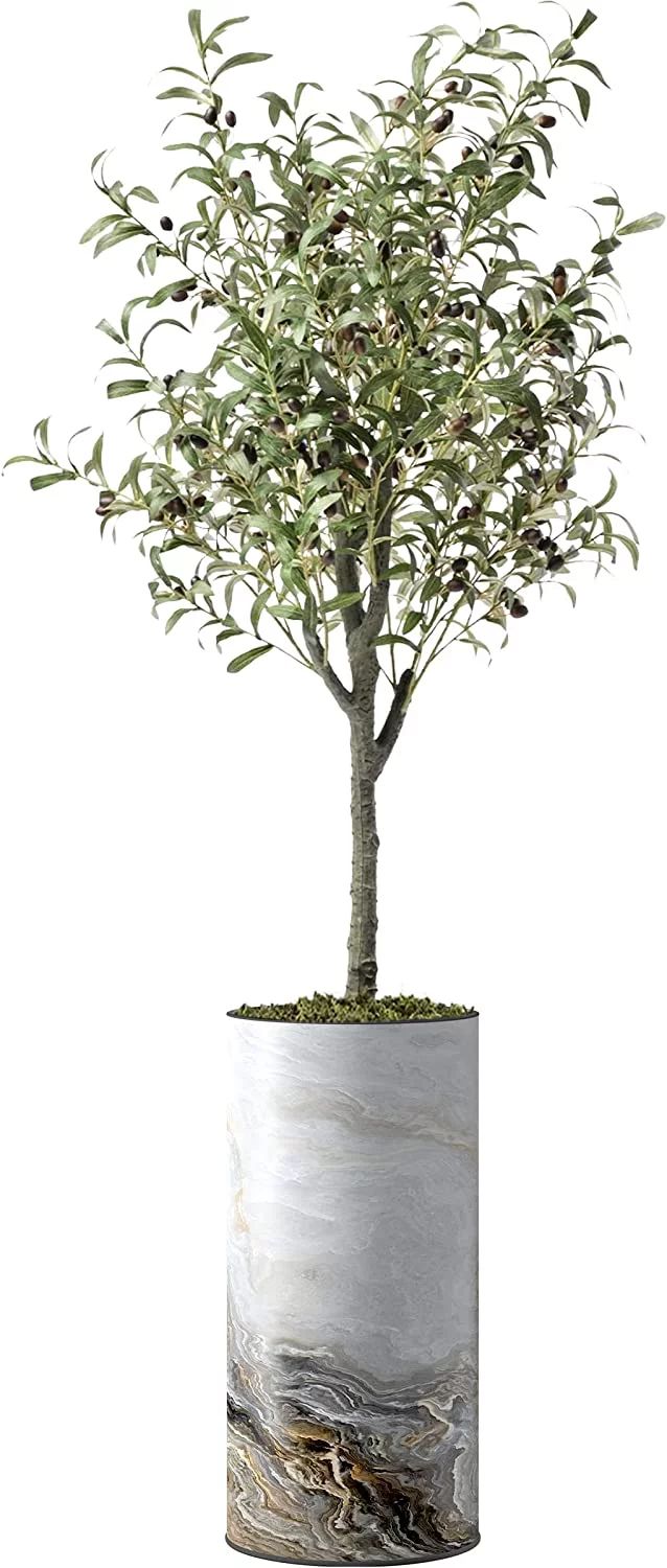 Artificial Tree in Modern Granite Effect Planter, Fake Olive Silk Tree for Indoor and Outdoor Hom... | Walmart (US)