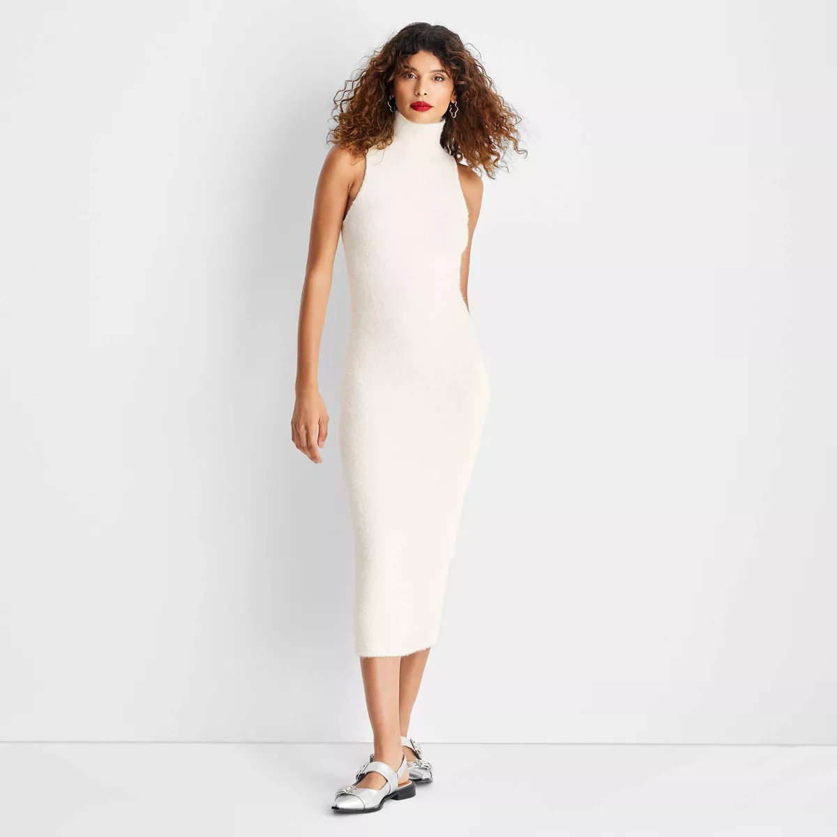 Women's Sleeveless Fuzzy Sweater Midi Dress - Future Collective | Target