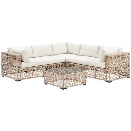 Random Weave Box Sectional with Cushions in Natural - Walmart.com | Walmart (US)