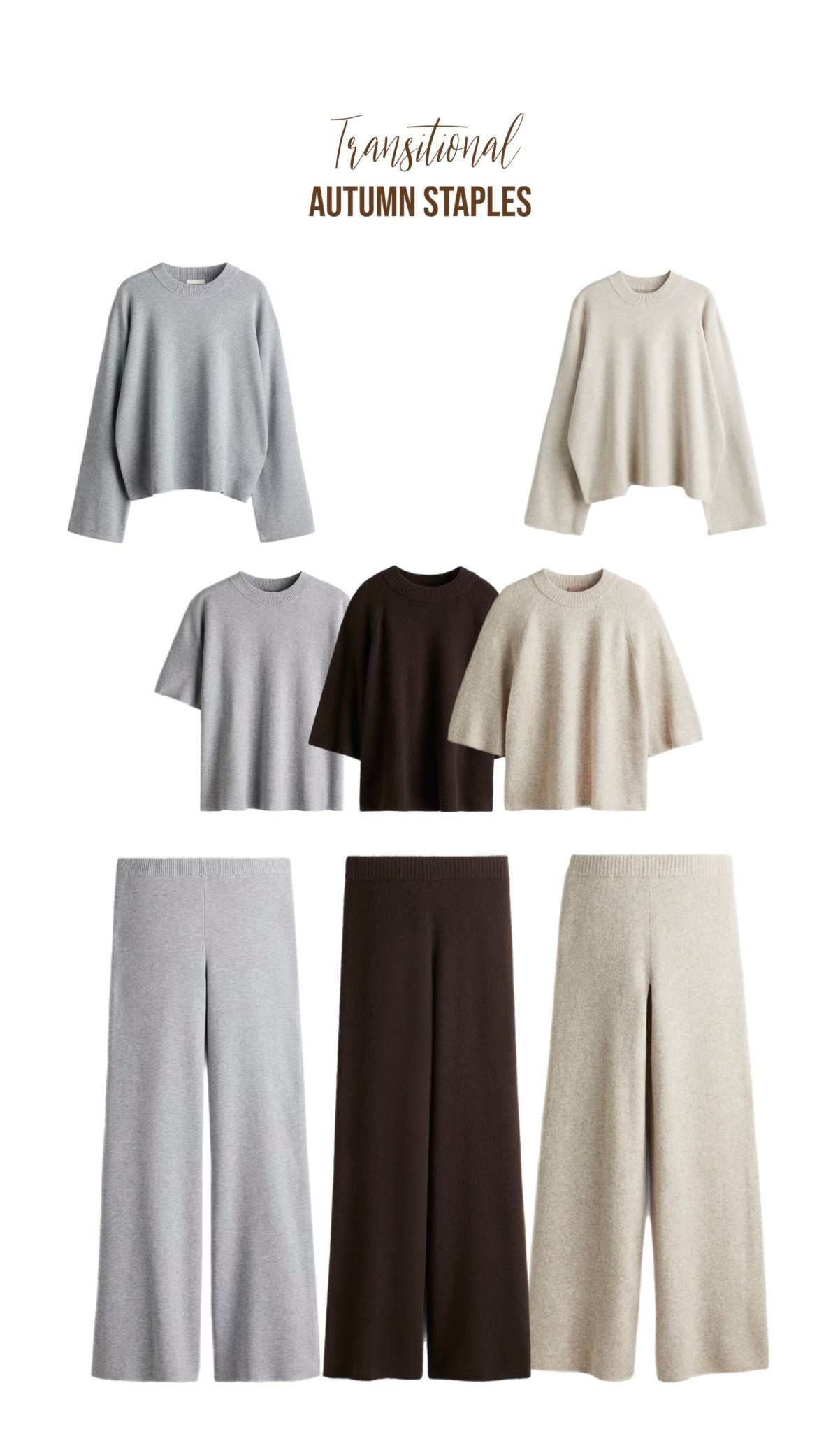 The perfect co-ordinating knit sets 🤌🏻✨

Must haves for autumn girls! And these will sell fast 💨 

Knitwear co-ord autumn transitional outfits beige neutral grey H&M hm 
