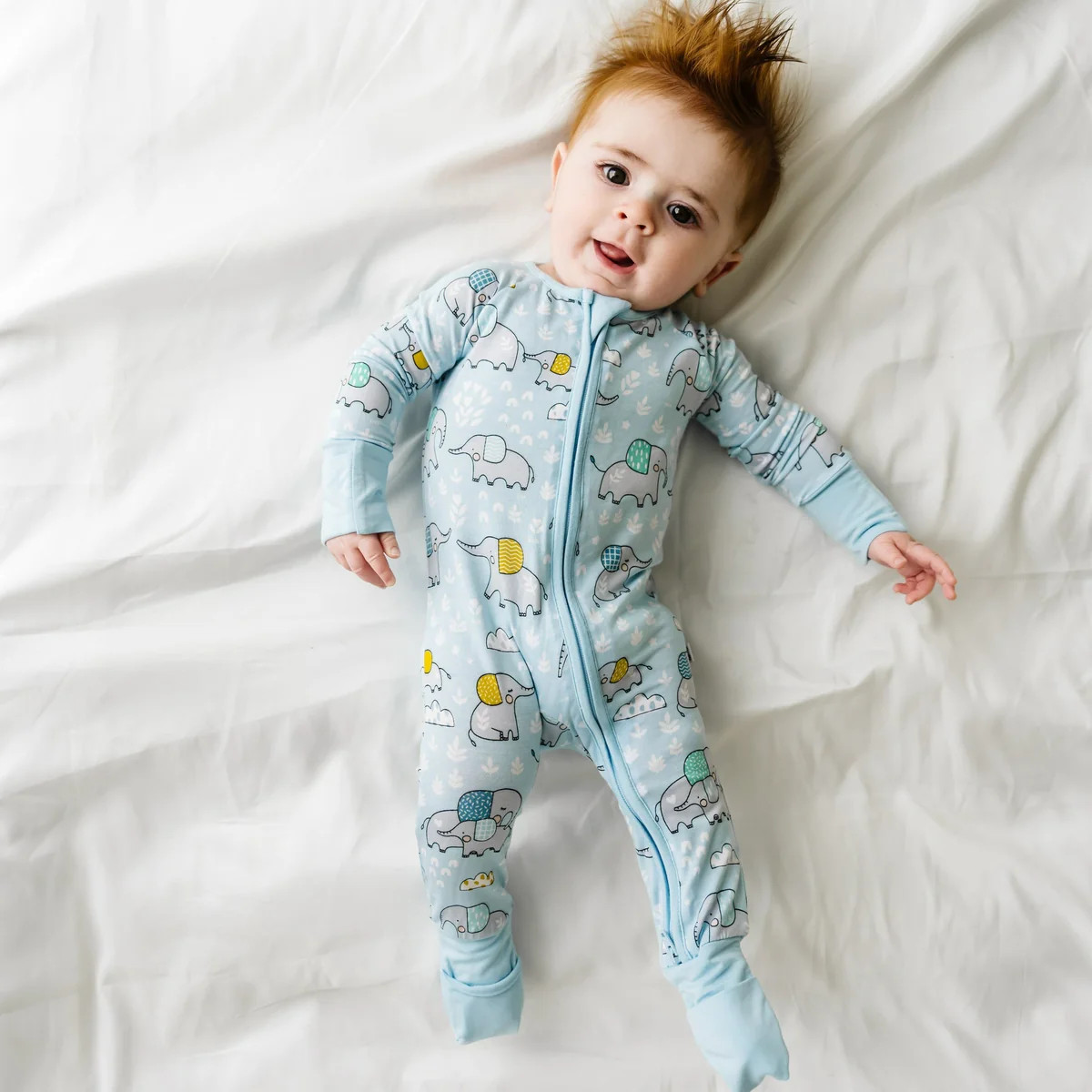 Blue Elephant Snuggles Bamboo Viscose Zippy | Little Sleepies