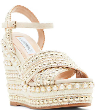 Steve Madden Juniper Faux Pearl Studded Platform Wedge Sandals | Dillard's | Dillard's