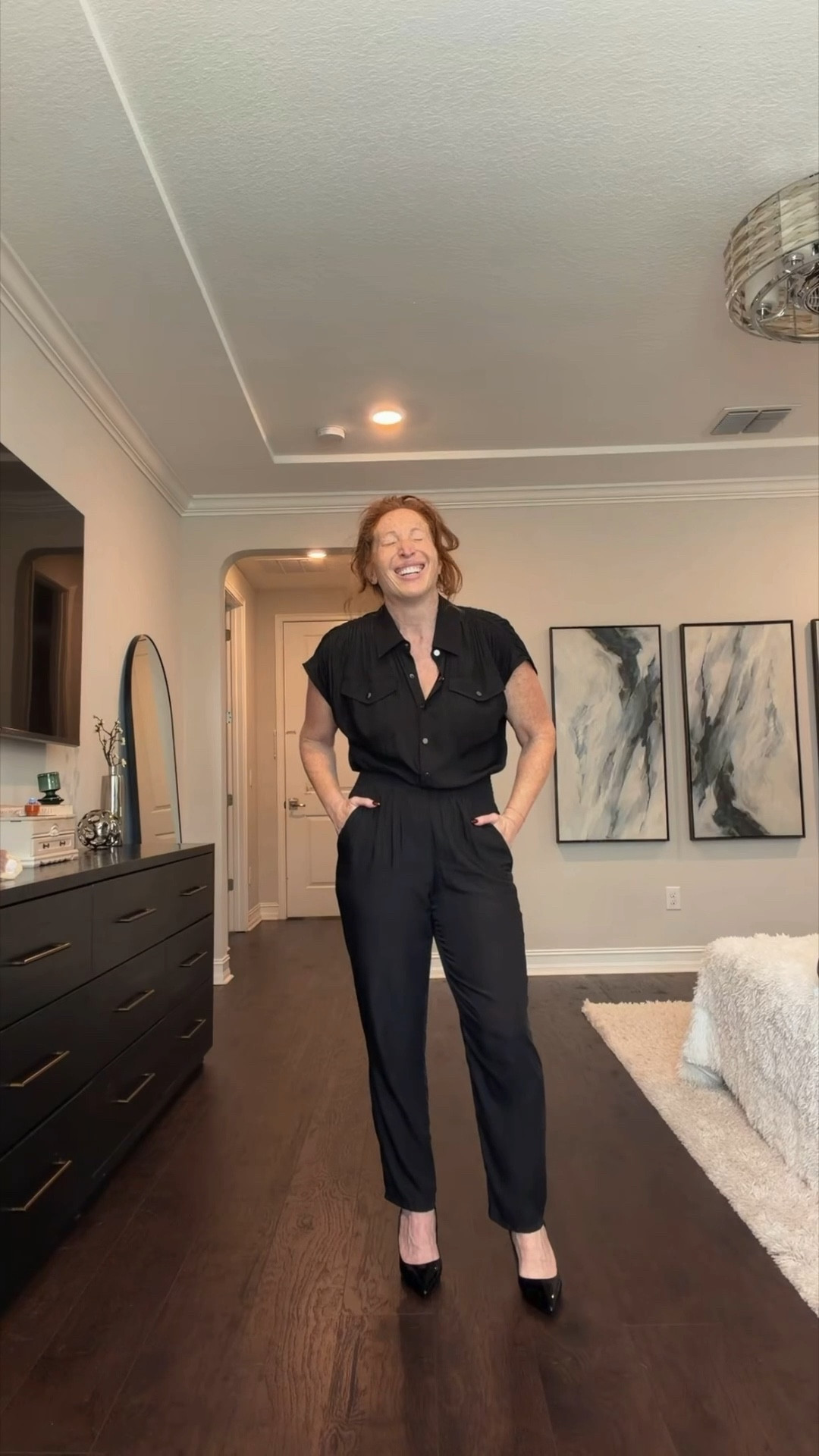 This fit was a splurge, but at least the jumpsuit is marked down a bit!!!! It fits true to size. I’m wearing a medium. For the heels I sized up and got cushions for the balls of my feet! I have the briefs on for the shapewear but I linked the tho g as well bc I think I want that option! Wearing a large in my he briefs!

#LTKootd #LTKMidsize #LTKSaleAlert