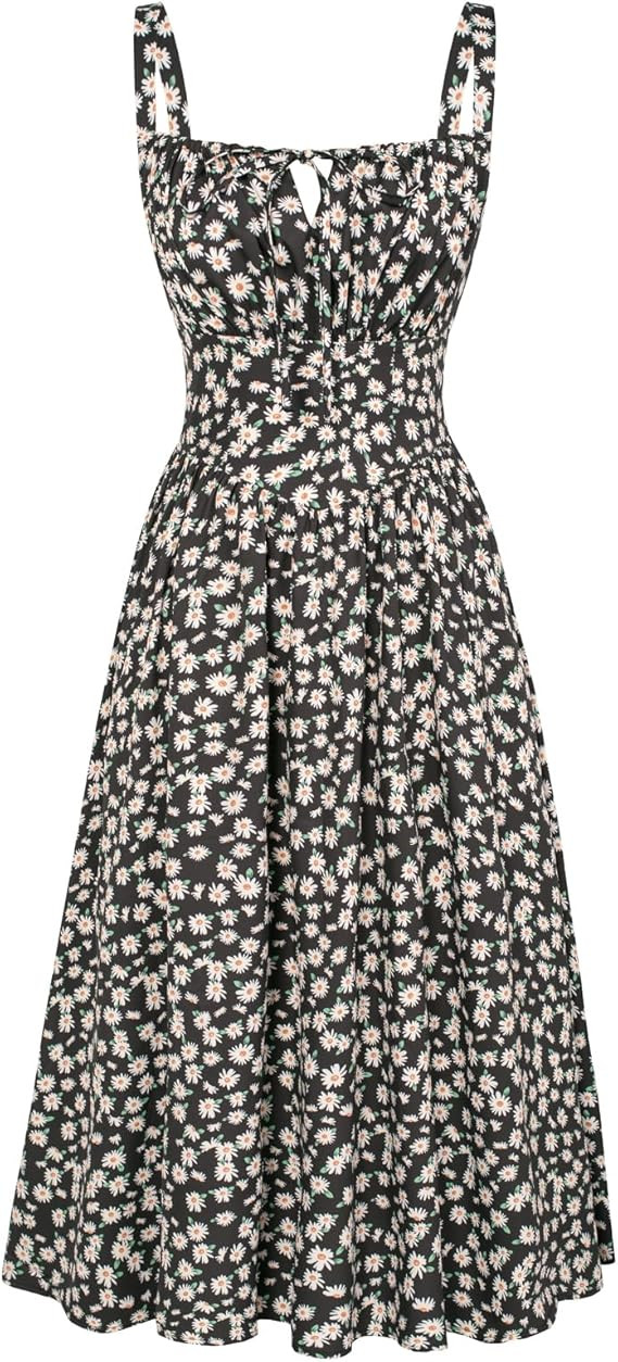 Scarlet Darkness Women's Floral Midi Dress Corset Sundresses 2026 Summer Spring Vacation Milkmaid... | Amazon (US)