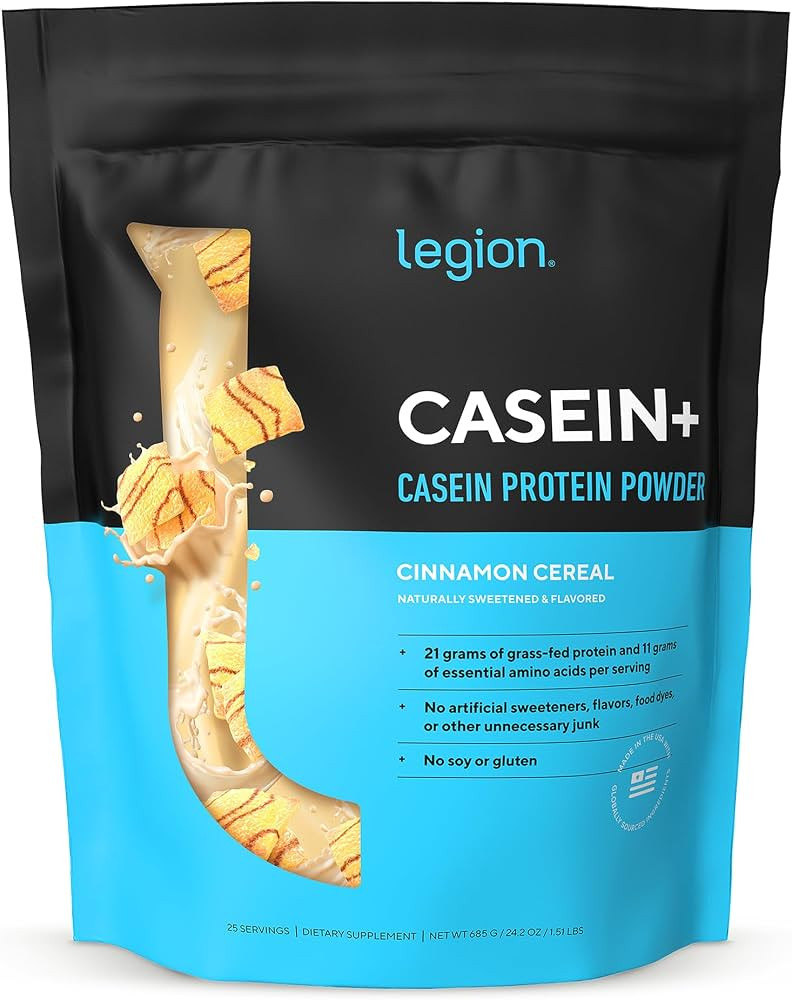 LEGION Casein+ Casein Protein Powder (Cinnamon Cereal) - Slow-Release Micellar Protein Powder - N... | Amazon (US)