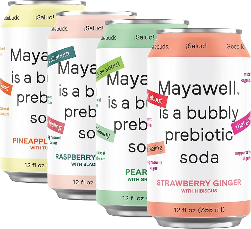 MAYAWELL Bubbly Prebiotic Soda: No Stevia or ACV, Supports Gut Health & Immunity, Low Sugar & Low... | Amazon (US)