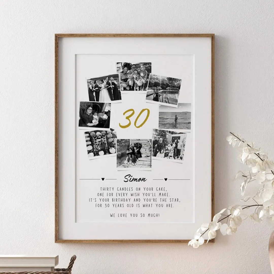 Personalised 30th Birthday Photo Collage, 30th Birthday Gift, 30th Celebration Wall Art, Polaroid... | Etsy (US)