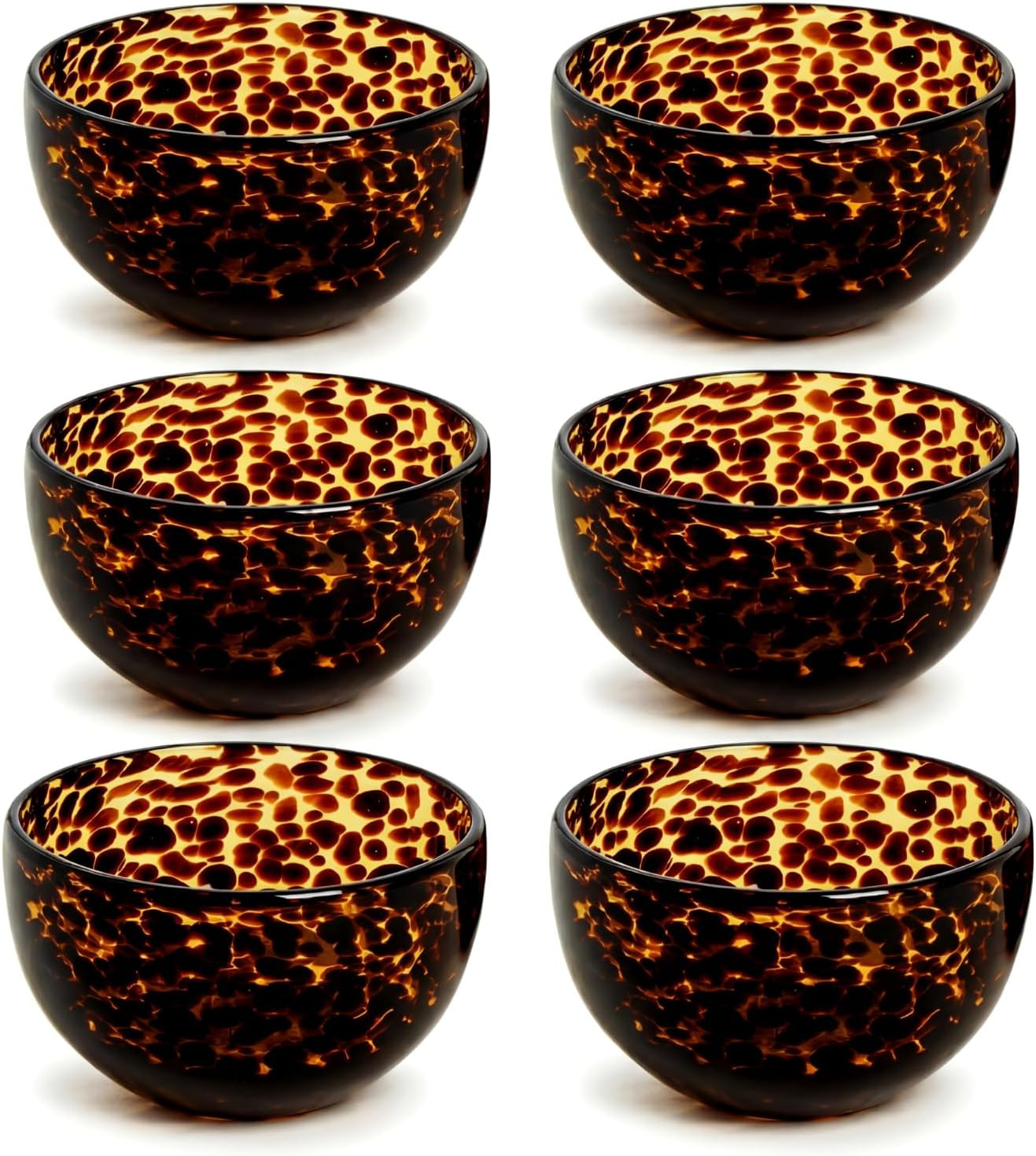 SiliFine 6 Pcs Tortoise Shell Pattern Bowls Brown 4 Inch | Amazon (US)