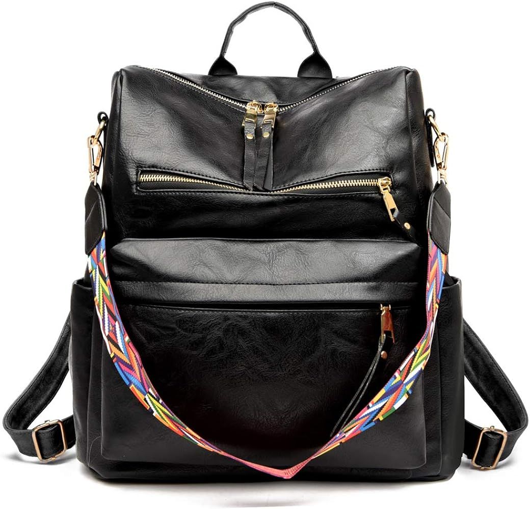 Women's Fashion Backpack Purses Multipurpose Design Handbags and Shoulder Bag PU Leather Travel bag | Amazon (US)