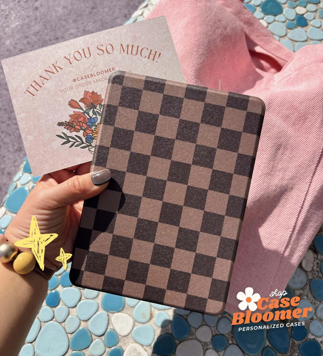 Chocolate Brown Retro Checkerboard Kindle Case for Paperwhite 12th 7" Signature Edition Kindle 20... | Etsy (US)