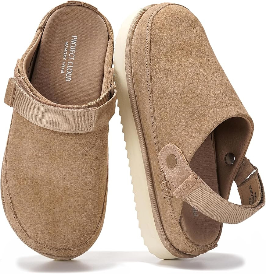 Project Cloud 100% Genuine Leather Clogs for Women - Memory Foam Womens Clogs & Mules with Adjust... | Amazon (US)