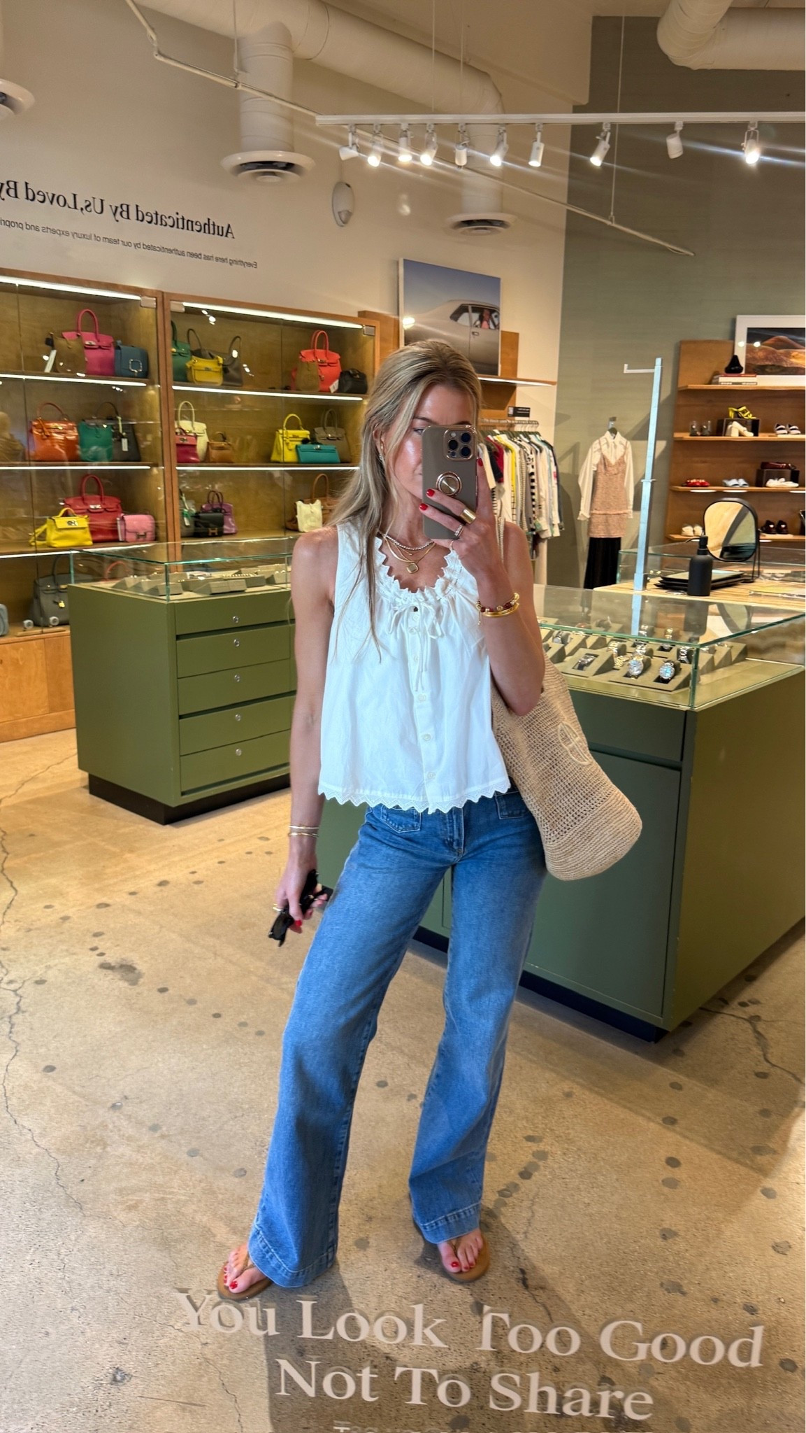 White tank + denim! 
Tank: runs TTS, wearing size small 
Denim: runs TTS, wearing size 25

#LTKootd #LTKgrwm #LTKSeasonal