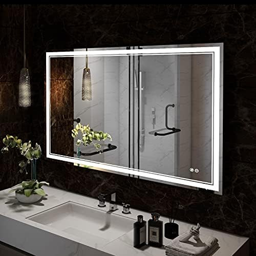 OKPAL 48x32 Lighted Mirror Makeup Vanity, LED Mirror with Defogging, Dimmable, 3 Lighting Tones S... | Amazon (US)