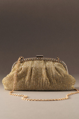 Badgley Mischka Khari Rhinestone Pleated Clutch | Anthropologie (US)