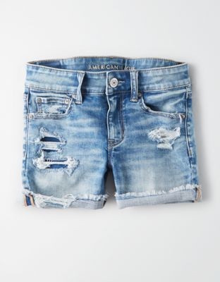 AE Ne(X)t Level Denim Midi Short | American Eagle Outfitters (US & CA)