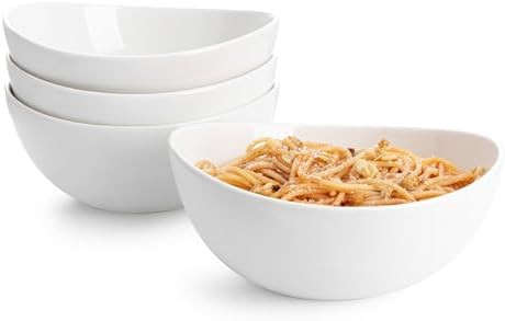 Sweese 42oz Porcelain Serving Bowls - Set of 4, 8-Inch White Bowls for Salad, Soup, Pasta & More ... | Amazon (US)