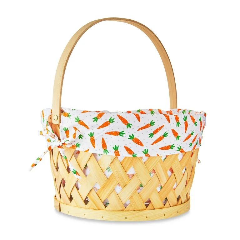 Easter Round Woodchip Basket with Carrot Liner, 13 in, by Way To Celebrate | Walmart (US)