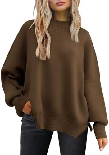 LILLUSORY Women's Oversized Batwing Sweaters 2025 Fall Outfits Trendy Crewneck Knit Side Slit Fas... | Amazon (US)