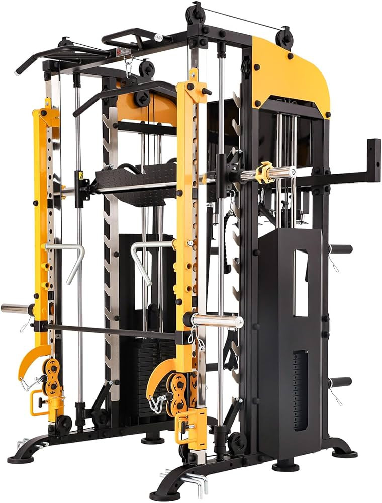 Altas Strength Smith Machine with Lever Arms Pulley Ratio 2:1 Squat Rack Pull Up Bar Upper Body S... | Amazon (US)