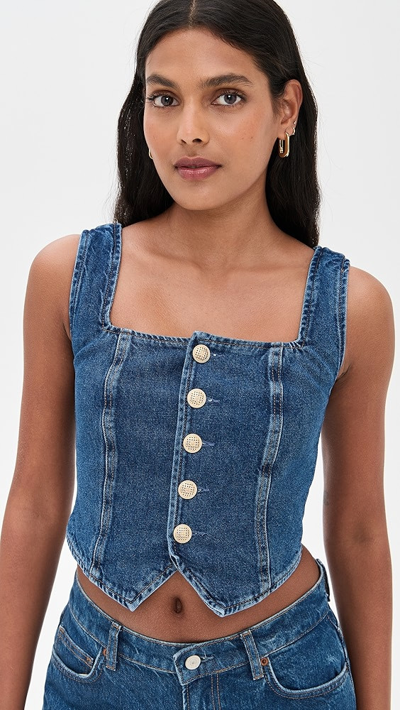 Reformation Bo Denim Top | Shopbop | Shopbop