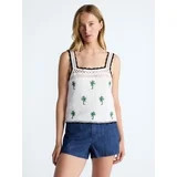 Free Assembly Women's Embroidered Square Neck Cotton Tank Top, Sizes XS-XXL | Walmart (US)