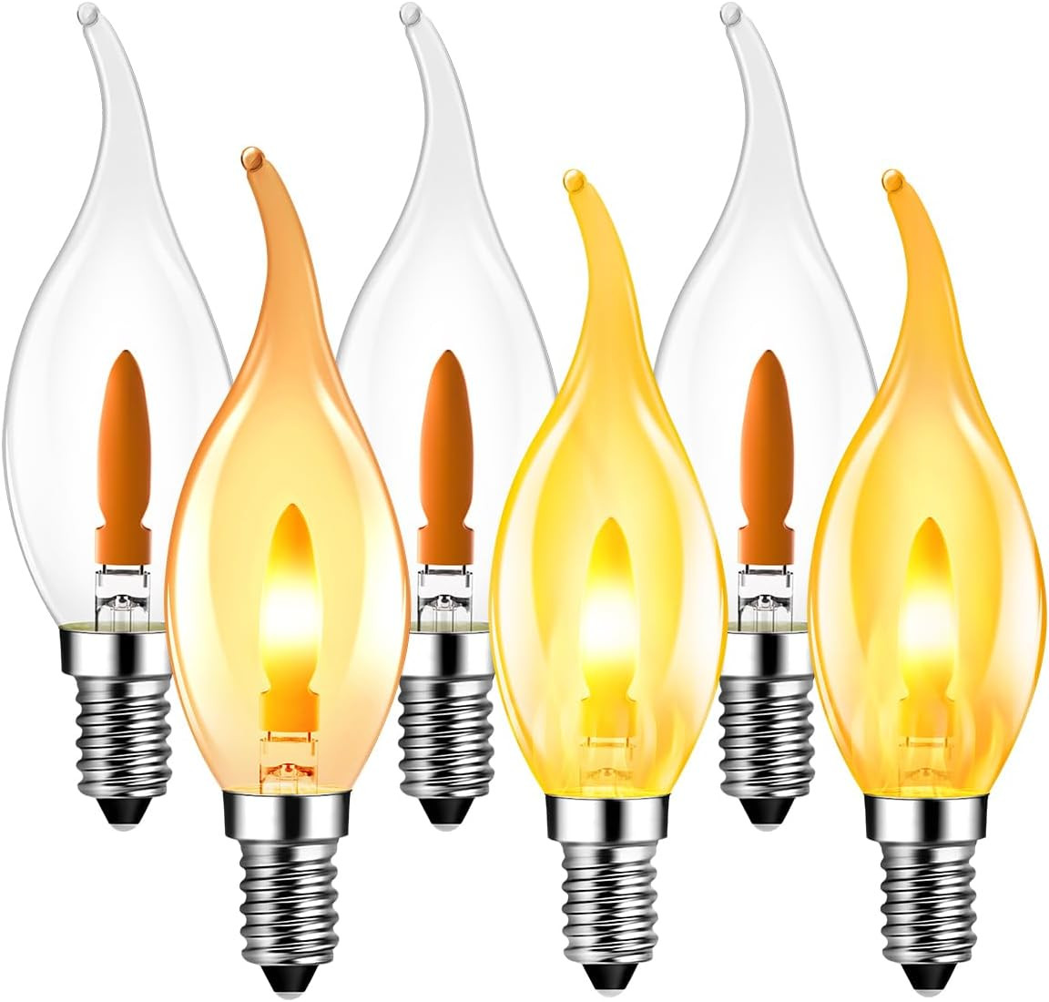 ANWIO LED Flickering Flame Tip Light Bulbs E12 Base for Decoration,6 Pack | Amazon (US)