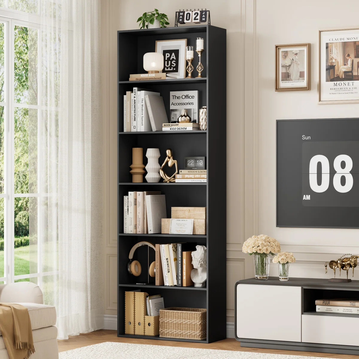 Langner 70.8" H x 23.6" W Standard Bookcase, 6-Tier Open Bookcase and Bookshelf, Freestanding Dis... | Wayfair North America