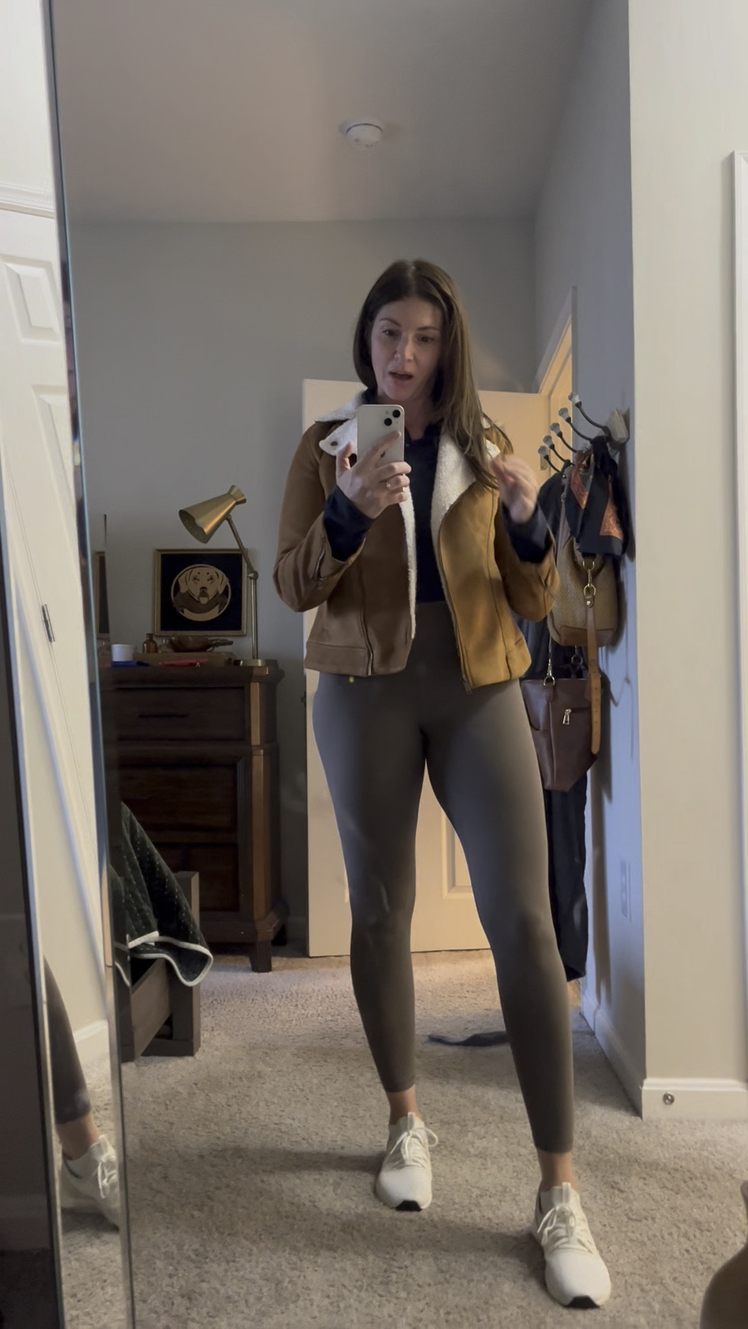 Casual everyday mom outfit. Active wear, affordable outfit, Amazon outfit, Amazon leggings, Amazon gym outfit, shearling coat, weekend outfit, under 50

#LTKActive #LTKMidsize #LTKOver40