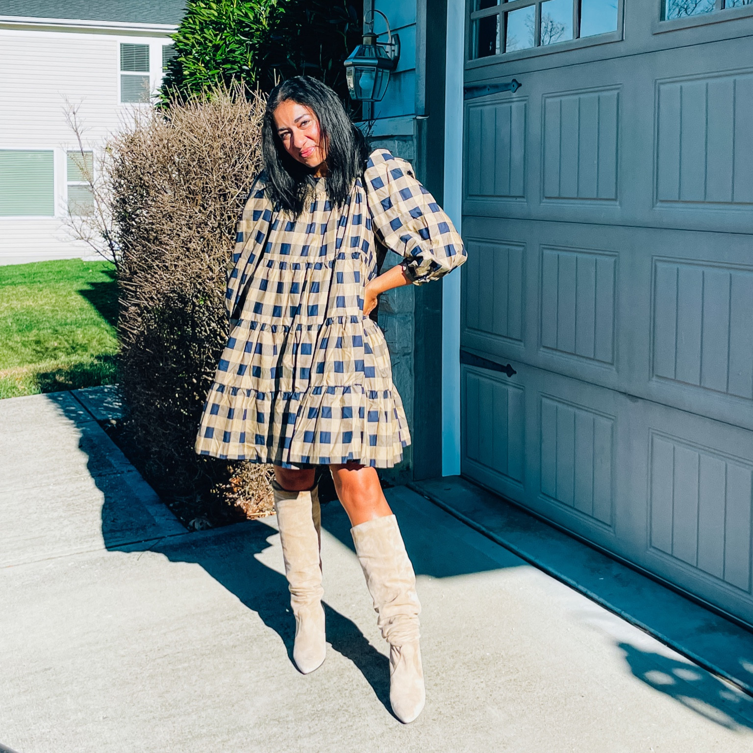 Thanksgiving outfit
Summersalt 
Plaid dress
Slouchy boots


#LTKshoecrush #LTKunder100 #LTKsalealert