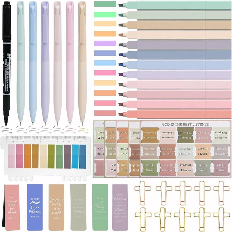 Bible Study Supplies [41 PCS] for Women - Bible Journaling Kit with No Bleed Highlighters & Pens,... | Amazon (US)