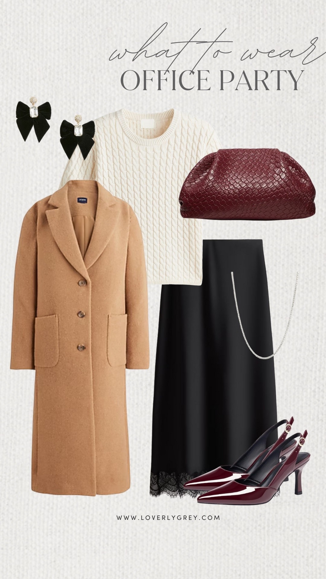 Loverly Grey, what to wear to a holiday office party! I am loving this knit long sleeve sweater paired with a black midi skirt with a lace trim. I would layer a long coat over it a pair it with heels and cute bow earrings to complete the look. Loverly Grey, what to wear, office partyy

#LTKItBag #LTKHoliday #LTKStyleTip