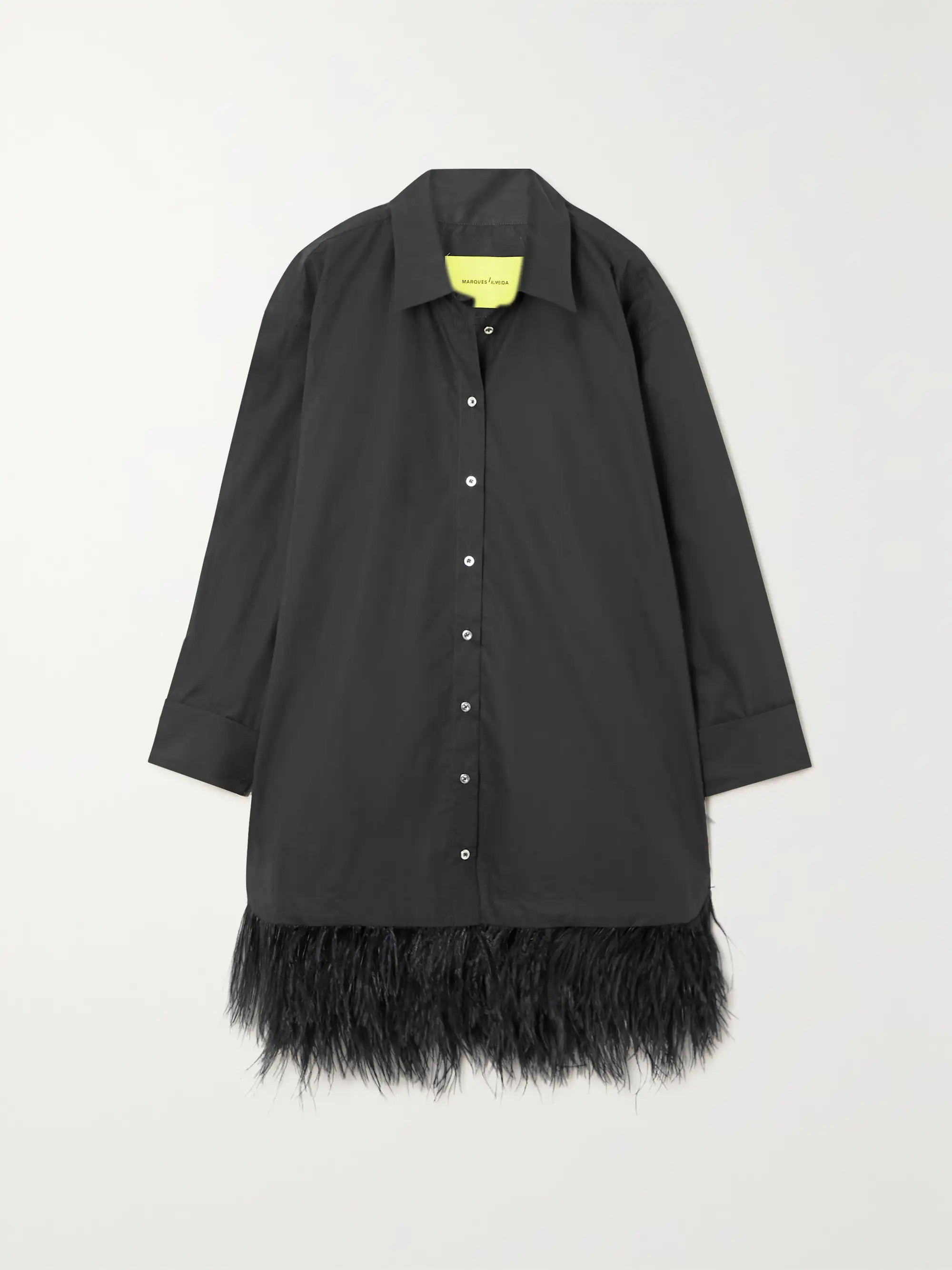 MARQUES' ALMEIDA Feather-trimmed cotton-voile mini shirt dress | NET-A-PORTER | NET-A-PORTER (US)