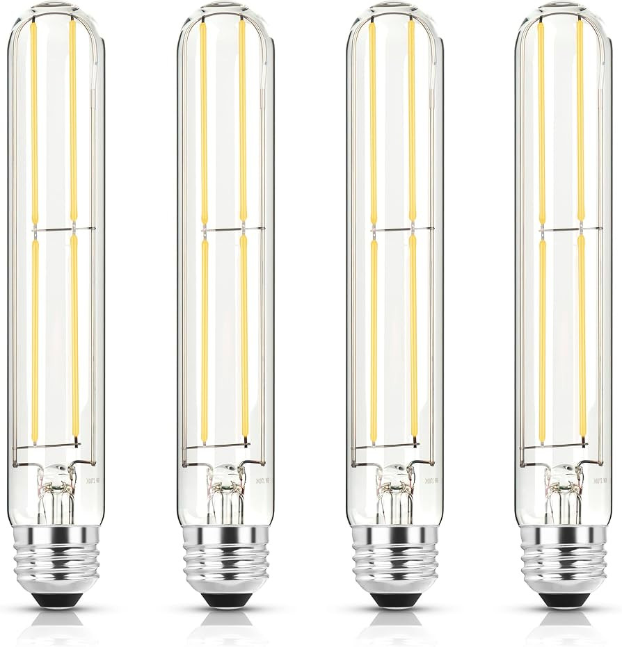 7.3 Inch Edison Bulb,4000k Neutral White E26 Led Bulb 60 Watt Dimmable,6W T10 Bulb Clear Glass Lo... | Amazon (US)