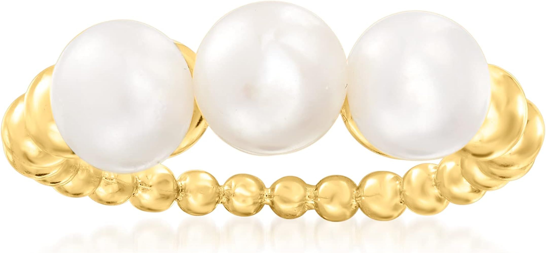 Ross-Simons 6-6.5mm Cultured Pearl Beaded Ring in 18kt Gold Over Sterling | Amazon (US)