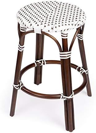 Beaumont Lane Island Living Rattan Counter Stool in Brown and White | Amazon (US)